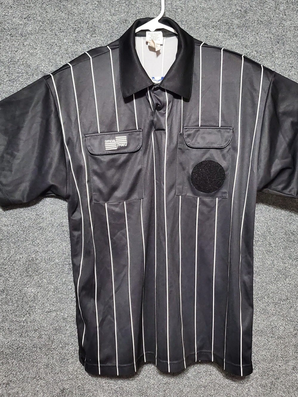 Official Sports Soccer Referee Jersey Shirt Mens Medium Black White Short Sleeve - Picture 4 of 9